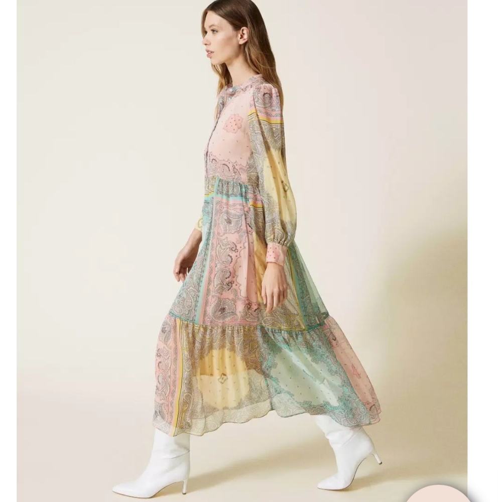 Twinset Milano patchwork paisley bandana print midi dress - Picture 5 of 8